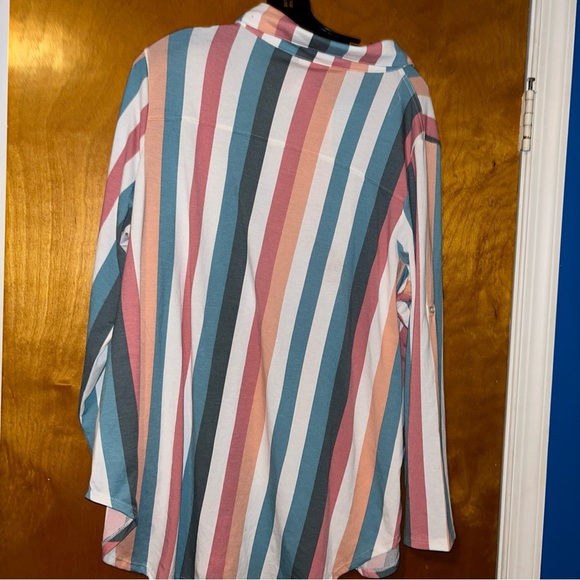 LULAROE Valentina pink pastel colors Vertical Stripes top plus size 2x xxl - Picture 3 of 4